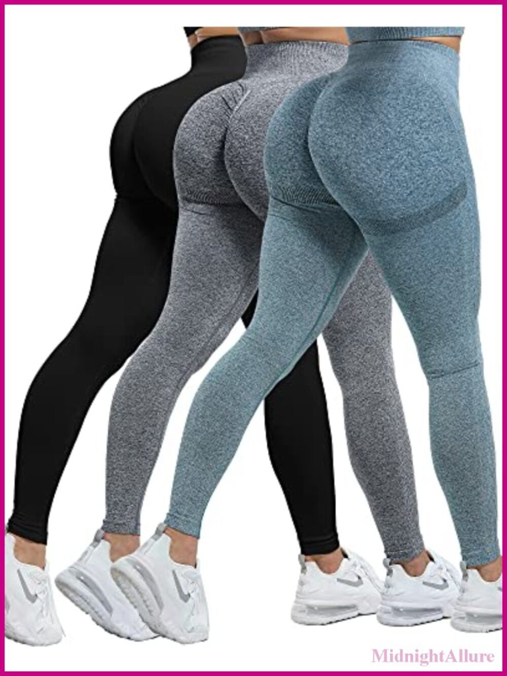 Seamless High Waisted Butt Lifting Leggings 3 Piece Set Scrunch Gym